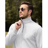 image:imageCOOFANDY Mens Quarter Zip Pullover Wrinkle Free 14 Sweatshirt with Pocket  Quilted Texture 2026 Fall Fashion Long Sleeve Lightweight Collar Golf Pullover and SweaterWhite