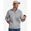 image:imageCOOFANDY Mens Quarter Zip Pullover Wrinkle Free 14 Sweatshirt with Pocket  Quilted Texture 2026 Fall Fashion Long Sleeve Lightweight Collar Golf Pullover and SweaterLight Gray