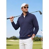 image:imageCOOFANDY Mens Quarter Zip Pullover Wrinkle Free 14 Sweatshirt with Pocket  Quilted Texture 2026 Fall Fashion Long Sleeve Lightweight Collar Golf Pullover and SweaterNavy Blue