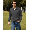 image:imageCOOFANDY Mens Quarter Zip Pullover Wrinkle Free 14 Sweatshirt with Pocket  Quilted Texture 2026 Fall Fashion Long Sleeve Lightweight Collar Golf Pullover and SweaterDark Gray