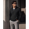 image:imageCOOFANDY Mens Quarter Zip Pullover Wrinkle Free 14 Sweatshirt with Pocket  Quilted Texture 2026 Fall Fashion Long Sleeve Lightweight Collar Golf Pullover and SweaterBlack