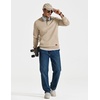 image:imageCOOFANDY Mens Quarter Zip Pullover Wrinkle Free 14 Sweatshirt with Pocket  Quilted Texture 2026 Fall Fashion Long Sleeve Lightweight Collar Golf Pullover and SweaterKhaki