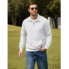 image:imageCOOFANDY Mens Quarter Zip Pullover Wrinkle Free 14 Sweatshirt with Pocket  Quilted Texture 2026 Fall Fashion Long Sleeve Lightweight Collar Golf Pullover and SweaterWhite