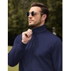 image:imageCOOFANDY Mens Quarter Zip Pullover Wrinkle Free 14 Sweatshirt with Pocket  Quilted Texture 2026 Fall Fashion Long Sleeve Lightweight Collar Golf Pullover and SweaterNavy Blue