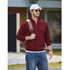 image:imageCOOFANDY Mens Quarter Zip Pullover Wrinkle Free 14 Sweatshirt with Pocket  Quilted Texture 2026 Fall Fashion Long Sleeve Lightweight Collar Golf Pullover and SweaterWine Red
