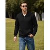 image:imageCOOFANDY Mens Quarter Zip Pullover Wrinkle Free 14 Sweatshirt with Pocket  Quilted Texture 2026 Fall Fashion Long Sleeve Lightweight Collar Golf Pullover and SweaterBlack