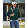 image:imageCOOFANDY Mens Quarter Zip Pullover Wrinkle Free 14 Sweatshirt with Pocket  Quilted Texture 2026 Fall Fashion Long Sleeve Lightweight Collar Golf Pullover and SweaterDeep Green