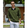 image:imageCOOFANDY Mens Quarter Zip Sweatshirt Fleece Mock Neck Casual Sweater  Fleece Lined Drop Shoulder Relaxed Fit Ribbed Cuffs Ribbed Hem Warm Lining Long Sleeve Daily Wear Fall Winter FashionArmy Green