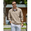 image:imageCOOFANDY Mens Quarter Zip Sweatshirt Fleece Mock Neck Casual Sweater  Fleece Lined Drop Shoulder Relaxed Fit Ribbed Cuffs Ribbed Hem Warm Lining Long Sleeve Daily Wear Fall Winter FashionLight Khaki