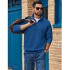 image:imageCOOFANDY Mens Quarter Zip Sweatshirt Fleece Mock Neck Casual Sweater  Fleece Lined Drop Shoulder Relaxed Fit Ribbed Cuffs Ribbed Hem Warm Lining Long Sleeve Daily Wear Fall Winter FashionBlue