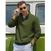 image:imageCOOFANDY Mens Quarter Zip Sweatshirt Fleece Mock Neck Casual Sweater  Fleece Lined Drop Shoulder Relaxed Fit Ribbed Cuffs Ribbed Hem Warm Lining Long Sleeve Daily Wear Fall Winter FashionArmy Green