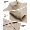 image:imageCOOFANDY Mens Quarter Zip Sweatshirt Fleece Mock Neck Casual Sweater  Fleece Lined Drop Shoulder Relaxed Fit Ribbed Cuffs Ribbed Hem Warm Lining Long Sleeve Daily Wear Fall Winter FashionLight Khaki