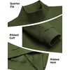 image:imageCOOFANDY Mens Quarter Zip Sweatshirt Fleece Mock Neck Casual Sweater  Fleece Lined Drop Shoulder Relaxed Fit Ribbed Cuffs Ribbed Hem Warm Lining Long Sleeve Daily Wear Fall Winter FashionArmy Green