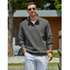 image:imageCOOFANDY Mens Quarter Zip Sweatshirt Fleece Mock Neck Casual Sweater  Fleece Lined Drop Shoulder Relaxed Fit Ribbed Cuffs Ribbed Hem Warm Lining Long Sleeve Daily Wear Fall Winter FashionDark Grey