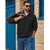 image:imageCOOFANDY Mens Quarter Zip Sweatshirt Fleece Mock Neck Casual Sweater  Fleece Lined Drop Shoulder Relaxed Fit Ribbed Cuffs Ribbed Hem Warm Lining Long Sleeve Daily Wear Fall Winter FashionBlack
