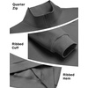 image:imageCOOFANDY Mens Quarter Zip Sweatshirt Fleece Mock Neck Casual Sweater  Fleece Lined Drop Shoulder Relaxed Fit Ribbed Cuffs Ribbed Hem Warm Lining Long Sleeve Daily Wear Fall Winter FashionDark Grey