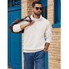 image:imageCOOFANDY Mens Quarter Zip Sweatshirt Fleece Mock Neck Casual Sweater  Fleece Lined Drop Shoulder Relaxed Fit Ribbed Cuffs Ribbed Hem Warm Lining Long Sleeve Daily Wear Fall Winter FashionWhite
