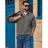 image:imageCOOFANDY Mens Quarter Zip Sweatshirt Fleece Mock Neck Casual Sweater  Fleece Lined Drop Shoulder Relaxed Fit Ribbed Cuffs Ribbed Hem Warm Lining Long Sleeve Daily Wear Fall Winter FashionDark Grey