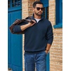 image:imageCOOFANDY Mens Quarter Zip Sweatshirt Fleece Mock Neck Casual Sweater  Fleece Lined Drop Shoulder Relaxed Fit Ribbed Cuffs Ribbed Hem Warm Lining Long Sleeve Daily Wear Fall Winter FashionNavy Blue