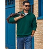 image:imageCOOFANDY Mens Quarter Zip Sweatshirt Fleece Mock Neck Casual Sweater  Fleece Lined Drop Shoulder Relaxed Fit Ribbed Cuffs Ribbed Hem Warm Lining Long Sleeve Daily Wear Fall Winter FashionLake Green