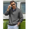 image:imageCOOFANDY Mens Quarter Zip Sweatshirt Fleece Mock Neck Casual Sweater  Fleece Lined Drop Shoulder Relaxed Fit Ribbed Cuffs Ribbed Hem Warm Lining Long Sleeve Daily Wear Fall Winter FashionDark Grey