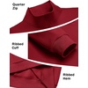 image:imageCOOFANDY Mens Quarter Zip Sweatshirt Fleece Mock Neck Casual Sweater  Fleece Lined Drop Shoulder Relaxed Fit Ribbed Cuffs Ribbed Hem Warm Lining Long Sleeve Daily Wear Fall Winter FashionWine Red