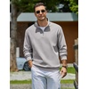 image:imageCOOFANDY Mens Quarter Zip Sweatshirt Fleece Mock Neck Casual Sweater  Fleece Lined Drop Shoulder Relaxed Fit Ribbed Cuffs Ribbed Hem Warm Lining Long Sleeve Daily Wear Fall Winter FashionLight Grey