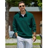 image:imageCOOFANDY Mens Quarter Zip Sweatshirt Fleece Mock Neck Casual Sweater  Fleece Lined Drop Shoulder Relaxed Fit Ribbed Cuffs Ribbed Hem Warm Lining Long Sleeve Daily Wear Fall Winter FashionLake Green