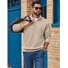 image:imageCOOFANDY Mens Quarter Zip Sweatshirt Fleece Mock Neck Casual Sweater  Fleece Lined Drop Shoulder Relaxed Fit Ribbed Cuffs Ribbed Hem Warm Lining Long Sleeve Daily Wear Fall Winter FashionLight Khaki