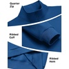 image:imageCOOFANDY Mens Quarter Zip Sweatshirt Fleece Mock Neck Casual Sweater  Fleece Lined Drop Shoulder Relaxed Fit Ribbed Cuffs Ribbed Hem Warm Lining Long Sleeve Daily Wear Fall Winter FashionBlue