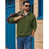 image:imageCOOFANDY Mens Quarter Zip Sweatshirt Fleece Mock Neck Casual Sweater  Fleece Lined Drop Shoulder Relaxed Fit Ribbed Cuffs Ribbed Hem Warm Lining Long Sleeve Daily Wear Fall Winter FashionArmy Green