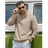 image:imageCOOFANDY Mens Quarter Zip Sweatshirt Fleece Mock Neck Casual Sweater  Fleece Lined Drop Shoulder Relaxed Fit Ribbed Cuffs Ribbed Hem Warm Lining Long Sleeve Daily Wear Fall Winter FashionLight Khaki