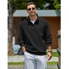 image:imageCOOFANDY Mens Quarter Zip Sweatshirt Fleece Mock Neck Casual Sweater  Fleece Lined Drop Shoulder Relaxed Fit Ribbed Cuffs Ribbed Hem Warm Lining Long Sleeve Daily Wear Fall Winter FashionBlack