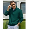 image:imageCOOFANDY Mens Quarter Zip Sweatshirt Fleece Mock Neck Casual Sweater  Fleece Lined Drop Shoulder Relaxed Fit Ribbed Cuffs Ribbed Hem Warm Lining Long Sleeve Daily Wear Fall Winter FashionLake Green