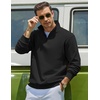 image:imageCOOFANDY Mens Quarter Zip Sweatshirt Fleece Mock Neck Casual Sweater  Fleece Lined Drop Shoulder Relaxed Fit Ribbed Cuffs Ribbed Hem Warm Lining Long Sleeve Daily Wear Fall Winter FashionBlack