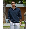 image:imageCOOFANDY Mens Quarter Zip Sweatshirt Fleece Mock Neck Casual Sweater  Fleece Lined Drop Shoulder Relaxed Fit Ribbed Cuffs Ribbed Hem Warm Lining Long Sleeve Daily Wear Fall Winter FashionNavy Blue