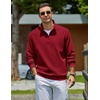 image:imageCOOFANDY Mens Quarter Zip Sweatshirt Fleece Mock Neck Casual Sweater  Fleece Lined Drop Shoulder Relaxed Fit Ribbed Cuffs Ribbed Hem Warm Lining Long Sleeve Daily Wear Fall Winter FashionWine Red