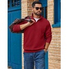 image:imageCOOFANDY Mens Quarter Zip Sweatshirt Fleece Mock Neck Casual Sweater  Fleece Lined Drop Shoulder Relaxed Fit Ribbed Cuffs Ribbed Hem Warm Lining Long Sleeve Daily Wear Fall Winter FashionWine Red