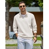 image:imageCOOFANDY Mens Quarter Zip Sweatshirt Fleece Mock Neck Casual Sweater  Fleece Lined Drop Shoulder Relaxed Fit Ribbed Cuffs Ribbed Hem Warm Lining Long Sleeve Daily Wear Fall Winter FashionWhite