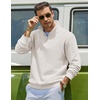 image:imageCOOFANDY Mens Quarter Zip Sweatshirt Fleece Mock Neck Casual Sweater  Fleece Lined Drop Shoulder Relaxed Fit Ribbed Cuffs Ribbed Hem Warm Lining Long Sleeve Daily Wear Fall Winter FashionWhite