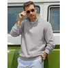 image:imageCOOFANDY Mens Quarter Zip Sweatshirt Fleece Mock Neck Casual Sweater  Fleece Lined Drop Shoulder Relaxed Fit Ribbed Cuffs Ribbed Hem Warm Lining Long Sleeve Daily Wear Fall Winter FashionLight Grey