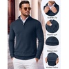 image:imageCOOFANDY Mens Quarter Zip Up Sweaters Slim Fit Lightweight Mock Pullover  Casual Polo Sweaters Quarter Zip Pullover Business Winter Fall Relaxed Fit Knit Turtleneck Sweater Metal Zipper PullDenim Blue