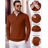 image:imageCOOFANDY Mens Quarter Zip Up Sweaters Slim Fit Lightweight Mock Pullover  Casual Polo Sweaters Quarter Zip Pullover Business Winter Fall Relaxed Fit Knit Turtleneck Sweater Metal Zipper PullCaramel