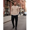 image:imageCOOFANDY Mens Quarter Zip Up Sweaters Slim Fit Lightweight Mock Pullover  Casual Polo Sweaters Quarter Zip Pullover Business Winter Fall Relaxed Fit Knit Turtleneck Sweater Metal Zipper PullChampagne