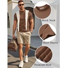 image:imageCOOFANDY Mens Short Sleeve Mock Neck Sweater Casual Slim Fit Basic Tops  SilkySoft FabricShort Sleeve Mock NeckSlim Fit Basic TopBlazerReady LayeringBusiness Casual StyleFashionStylishBrown