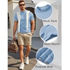 image:imageCOOFANDY Mens Short Sleeve Mock Neck Sweater Casual Slim Fit Basic Tops  SilkySoft FabricShort Sleeve Mock NeckSlim Fit Basic TopBlazerReady LayeringBusiness Casual StyleFashionStylishLight Blue