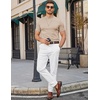 image:imageCOOFANDY Mens Short Sleeve Mock Neck Sweater Casual Slim Fit Basic Tops  SilkySoft FabricShort Sleeve Mock NeckSlim Fit Basic TopBlazerReady LayeringBusiness Casual StyleFashionStylishKhaki