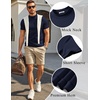 image:imageCOOFANDY Mens Short Sleeve Mock Neck Sweater Casual Slim Fit Basic Tops  SilkySoft FabricShort Sleeve Mock NeckSlim Fit Basic TopBlazerReady LayeringBusiness Casual StyleFashionStylishBlue