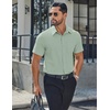 image:imageCOOFANDY Mens Stretch Dress Shirts Short Sleeve Casual Button Down Shirts with PocketLight Green