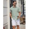 image:imageCOOFANDY Mens Stretch Dress Shirts Short Sleeve Casual Button Down Shirts with PocketLight Green